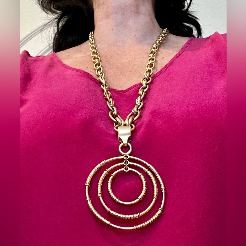 Gold Plated Triple Circle Charm Necklace